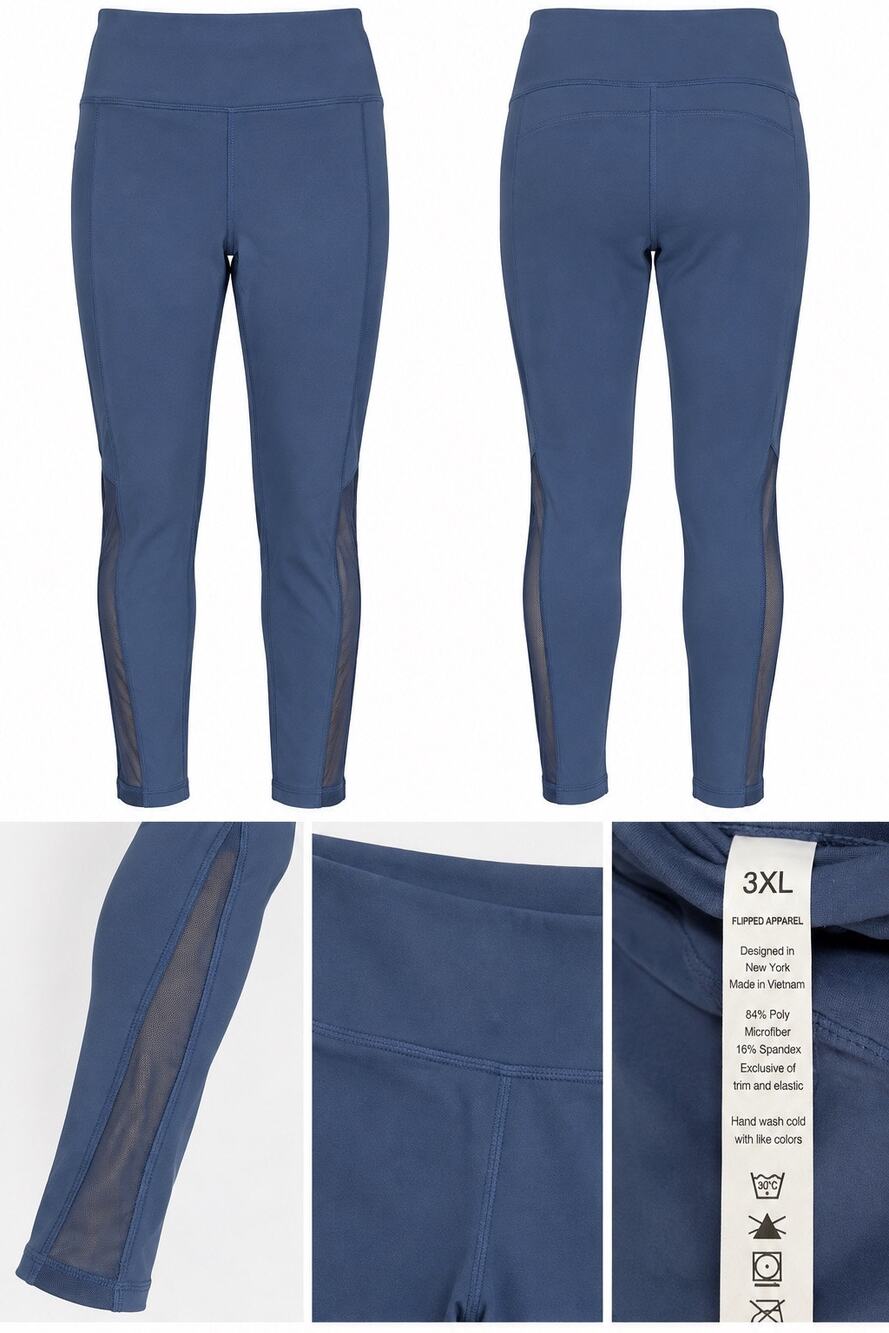 Rae Mode Blue Mesh Panel Leggings – Size 3XL